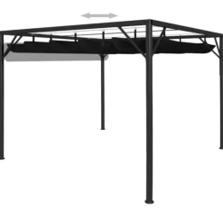 vidaXL pavillon med sammenrulleligt tag 3x3 m antracitgrå - Festtelte & havepavilloner