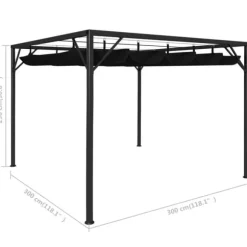 vidaXL pavillon med sammenrulleligt tag 3x3 m antracitgrå - Festtelte & havepavilloner
