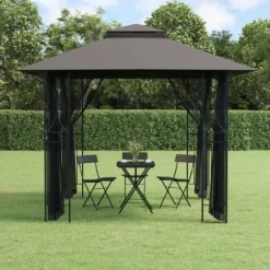 vidaXL pavillon med sidevægge 300x300x270 cm stål antracitgrå - Festtelte & havepavilloner