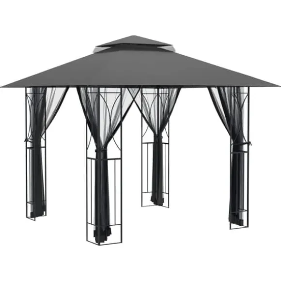 vidaXL pavillon med sidevægge 300x300x270 cm stål antracitgrå - Festtelte & havepavilloner