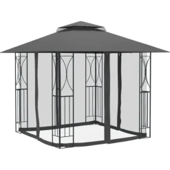 vidaXL pavillon med sidevægge 300x300x270 cm stål antracitgrå - Festtelte & havepavilloner