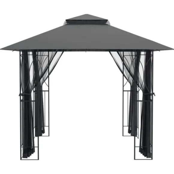 vidaXL pavillon med sidevægge 300x300x270 cm stål antracitgrå - Festtelte & havepavilloner