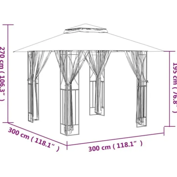 vidaXL pavillon med sidevægge 300x300x270 cm stål antracitgrå - Festtelte & havepavilloner