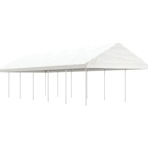 vidaXL pavillon med tag 13,38x4,08x3,22 m polyethylen hvid - Festtelte & havepavilloner