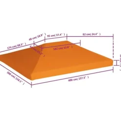 vidaXL pavillontopdække 310 g/m² 4 x 3 m orange - Festtelte & havepavilloner – tage