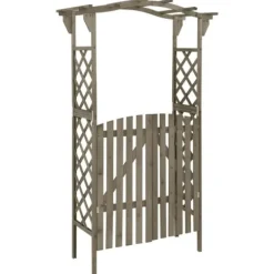 vidaXL pergola med låge 116x40x204 cm massivt grantræ grå - Havebuer, espalierer & pergolaer