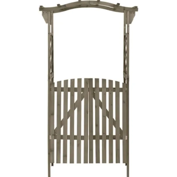 vidaXL pergola med låge 116x40x204 cm massivt grantræ grå - Havebuer, espalierer & pergolaer