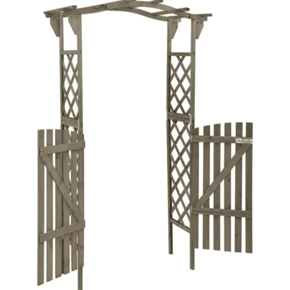 vidaXL pergola med låge 116x40x204 cm massivt grantræ grå - Havebuer, espalierer & pergolaer