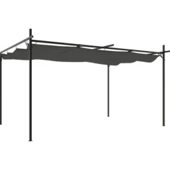 vidaXL pergola med sammenrulleligt tag 395x292x230 cm antracitgrå - Festtelte & havepavilloner