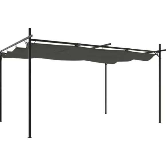 vidaXL pergola med sammenrulleligt tag 395x292x230 cm antracitgrå - Festtelte & havepavilloner
