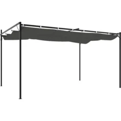 vidaXL pergola med sammenrulleligt tag 395x292x230 cm antracitgrå - Festtelte & havepavilloner