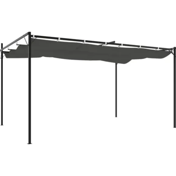 vidaXL pergola med sammenrulleligt tag 395x292x230 cm antracitgrå - Festtelte & havepavilloner