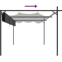 vidaXL pergola med sammenrulleligt tag 395x292x230 cm antracitgrå - Festtelte & havepavilloner