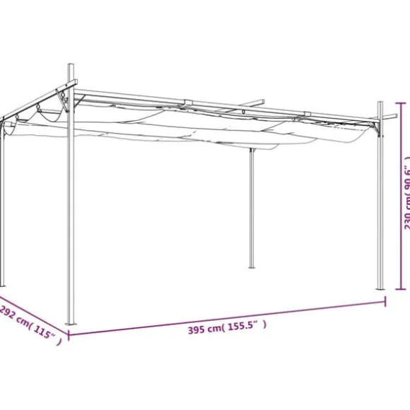 vidaXL pergola med sammenrulleligt tag 395x292x230 cm antracitgrå - Festtelte & havepavilloner