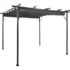 vidaXL pergola med sammenrulleligt tag 3x3 m 180 g/m² antracitgrå - Havebuer, espalierer & pergolaer