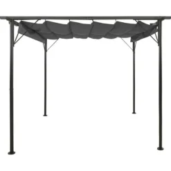 vidaXL pergola med sammenrulleligt tag 3x3 m 180 g/m² antracitgrå - Havebuer, espalierer & pergolaer