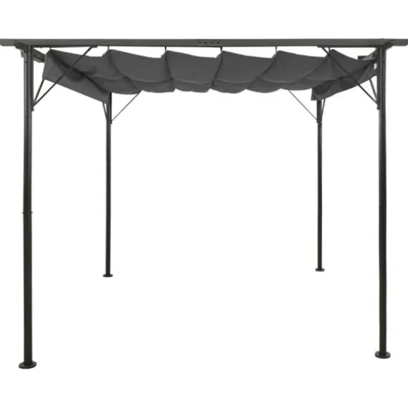 vidaXL pergola med sammenrulleligt tag 3x3 m 180 g/m² antracitgrå - Havebuer, espalierer & pergolaer