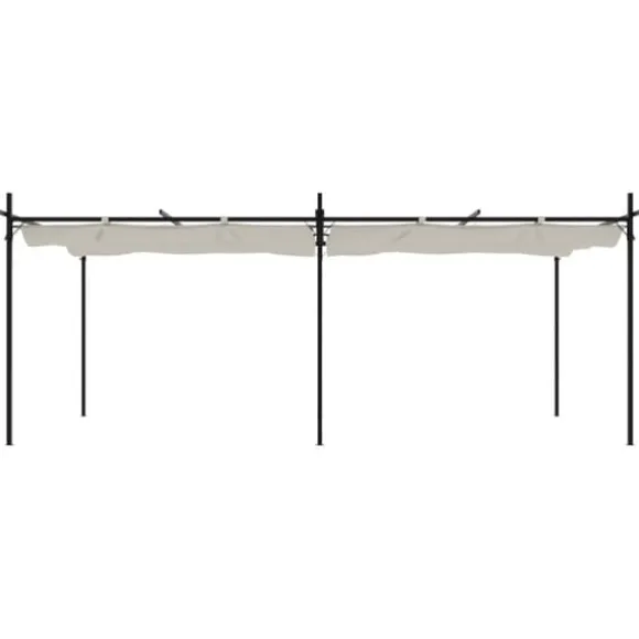 vidaXL pergola med sammenrulleligt tag 589x292x230 cm cremefarvet - Festtelte & havepavilloner