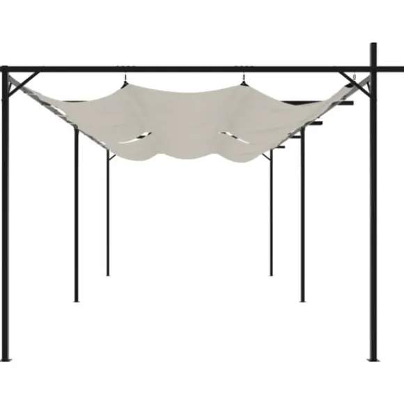 vidaXL pergola med sammenrulleligt tag 589x292x230 cm cremefarvet - Festtelte & havepavilloner