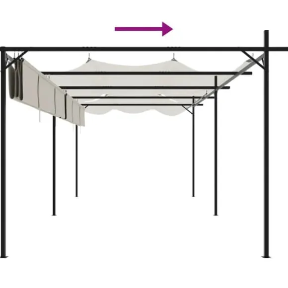 vidaXL pergola med sammenrulleligt tag 589x292x230 cm cremefarvet - Festtelte & havepavilloner