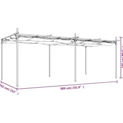 vidaXL pergola med sammenrulleligt tag 589x292x230 cm cremefarvet - Festtelte & havepavilloner