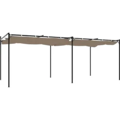 vidaXL pergola med sammenrulleligt tag 589x292x230 cm gråbrun - Festtelte & havepavilloner