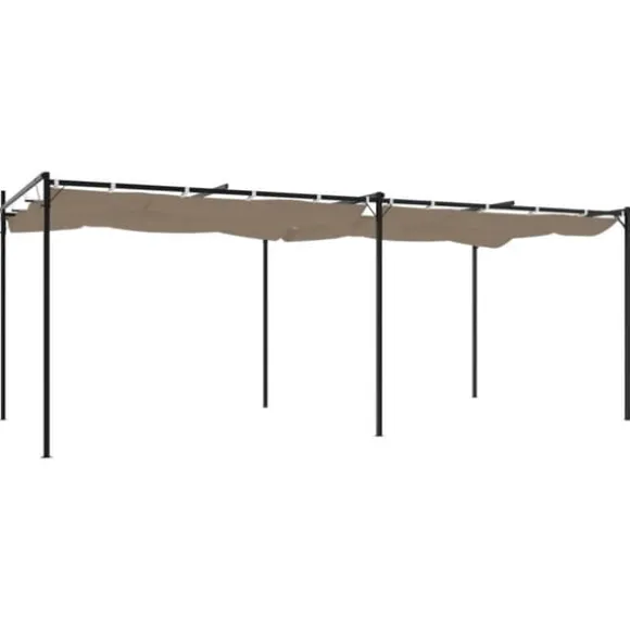vidaXL pergola med sammenrulleligt tag 589x292x230 cm gråbrun - Festtelte & havepavilloner