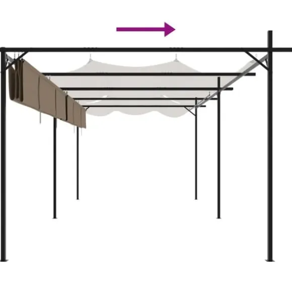 vidaXL pergola med sammenrulleligt tag 589x292x230 cm gråbrun - Festtelte & havepavilloner