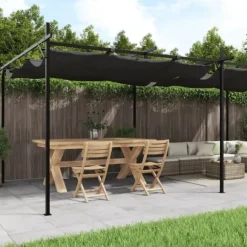 vidaXL pergola med sammenrulleligt tag 589x292x230 cm antracitgrå - Festtelte & havepavilloner