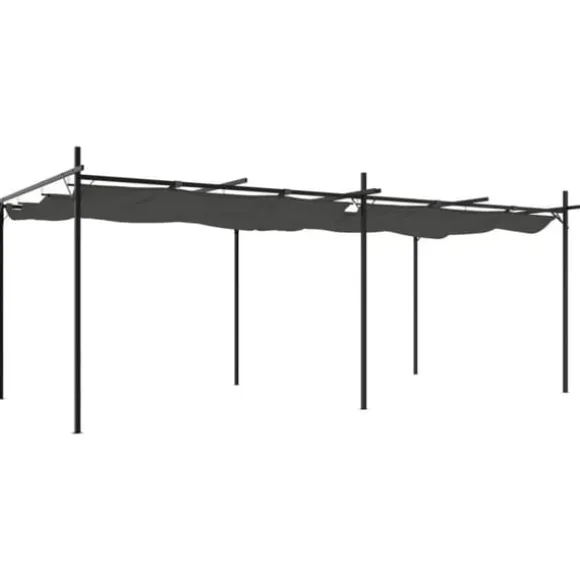 vidaXL pergola med sammenrulleligt tag 589x292x230 cm antracitgrå - Festtelte & havepavilloner