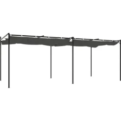 vidaXL pergola med sammenrulleligt tag 589x292x230 cm antracitgrå - Festtelte & havepavilloner