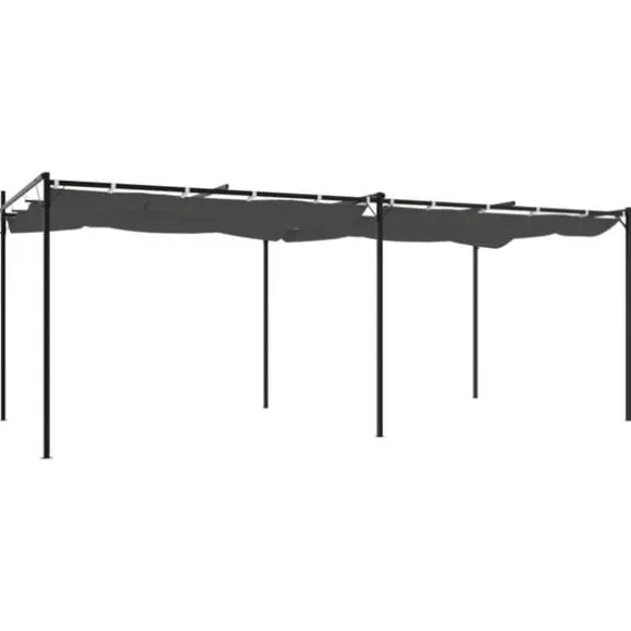 vidaXL pergola med sammenrulleligt tag 589x292x230 cm antracitgrå - Festtelte & havepavilloner