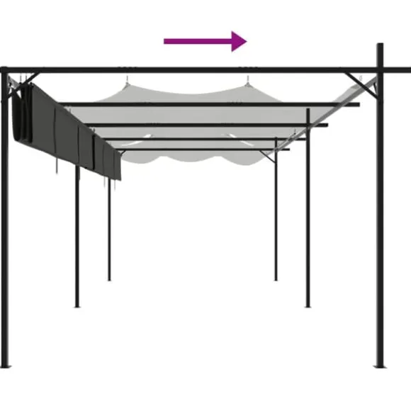 vidaXL pergola med sammenrulleligt tag 589x292x230 cm antracitgrå - Festtelte & havepavilloner