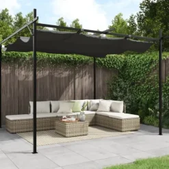 vidaXL pergola med sammenrulleligt tag 295x292x230 cm antracitgrå - Festtelte & havepavilloner