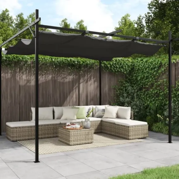 vidaXL pergola med sammenrulleligt tag 295x292x230 cm antracitgrå - Festtelte & havepavilloner