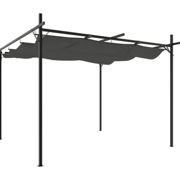 vidaXL pergola med sammenrulleligt tag 295x292x230 cm antracitgrå - Festtelte & havepavilloner