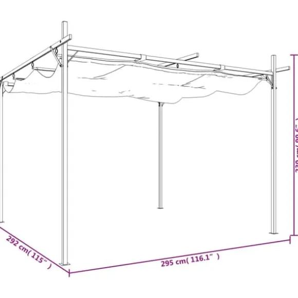 vidaXL pergola med sammenrulleligt tag 295x292x230 cm antracitgrå - Festtelte & havepavilloner