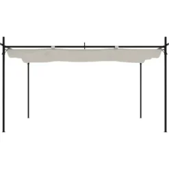 vidaXL pergola med sammenrulleligt tag 395x292x230 cm cremefarvet - Festtelte & havepavilloner