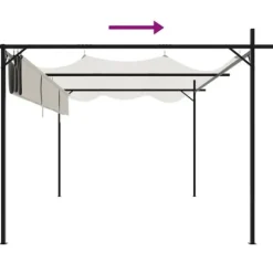 vidaXL pergola med sammenrulleligt tag 395x292x230 cm cremefarvet - Festtelte & havepavilloner