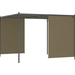 vidaXL pergola med tilbagetrækkeligt tag 3x3 m 180 g/m² gråbrun - Havebuer, espalierer & pergolaer
