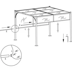 vidaXL pergola med tilbagetrækkeligt tag 3x3 m 180 g/m² gråbrun - Havebuer, espalierer & pergolaer