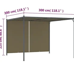 vidaXL pergola med tilbagetrækkeligt tag 3x3 m 180 g/m² gråbrun - Havebuer, espalierer & pergolaer