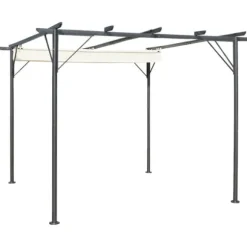 vidaXL pergola med tilbagetrækkeligt tag 3x3 m stål cremefarvet - Havebuer, espalierer & pergolaer