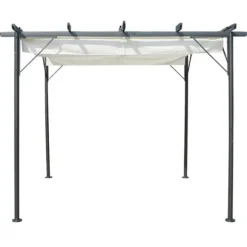 vidaXL pergola med tilbagetrækkeligt tag 3x3 m stål cremefarvet - Havebuer, espalierer & pergolaer