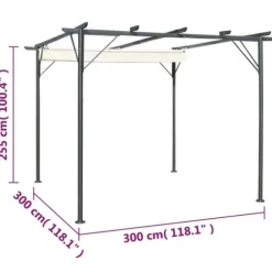 vidaXL pergola med tilbagetrækkeligt tag 3x3 m stål cremefarvet - Havebuer, espalierer & pergolaer
