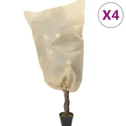 vidaXL plantebeskyttelse med snore 4 stk. 70 g/m² 0,8x0,8 m - Havearbejde – tilbehør