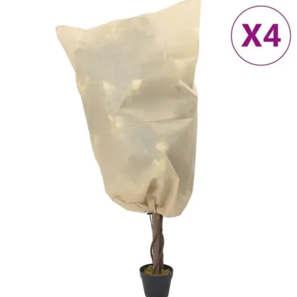 vidaXL plantebeskyttelse med snore 4 stk. 70 g/m² 0,8x0,8 m - Havearbejde – tilbehør
