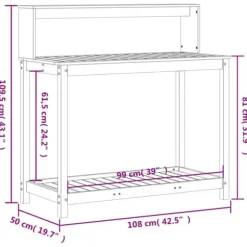 vidaXL plantebord med hylder 108x50x109,5 cm massivt douglasgran - Planteborde