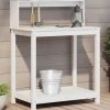 vidaXL plantebord med hylder 82,5x50x109,5 cm massivt fyrretræ hvid - Planteborde