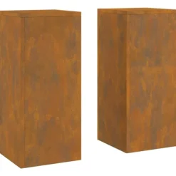vidaXL Planteholdere 2 pcs Rusten 24 x 24 x 55 cm Forvitret stål